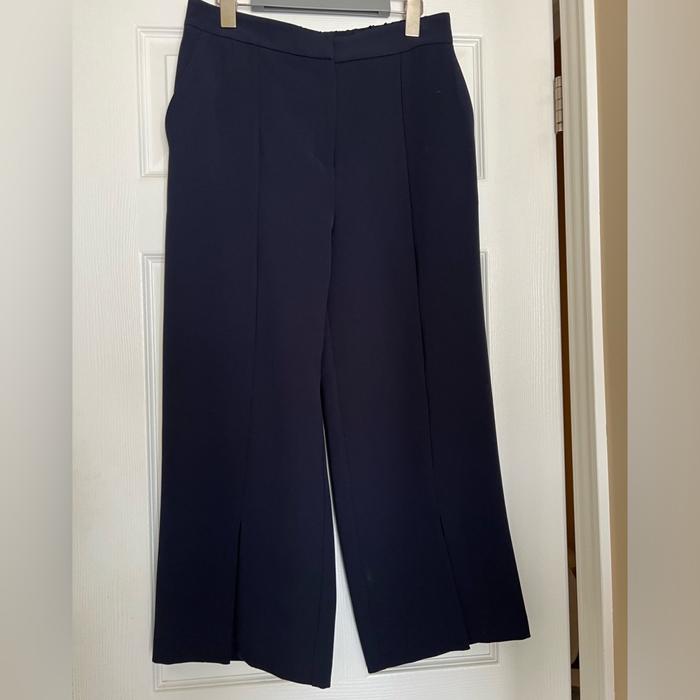Topshop Boutique Navy Blue Cropped Dress Pants with front slits Size 8
